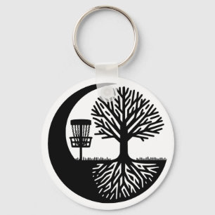 Chaveiro Silhueta de Disco de Golfe Preto e Branco