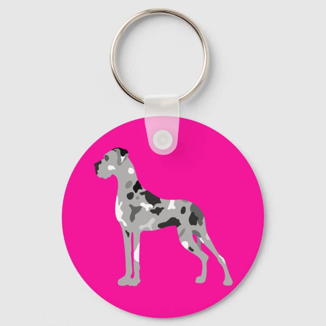 Chaveiro Silhueta de Dogue Alemão cinza (Frente)