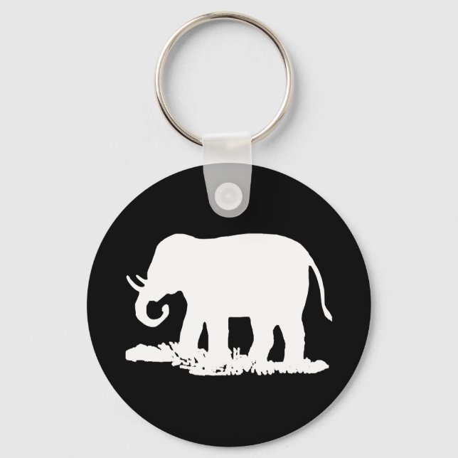 Chaveiro Silhueta de Elefante Preto e Branco (Frente)