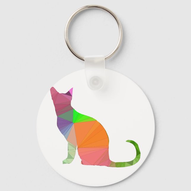 Chaveiro Silhueta de Gato Low Poly (Frente)