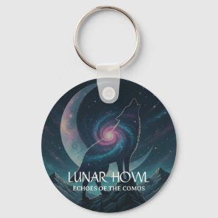 Chaveiro Silhueta de Lobo Galáxia com Lua de Nebulosa Místi