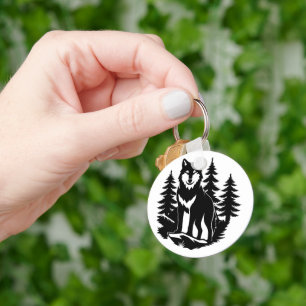 Chaveiro Silhueta de Lobo na Floresta