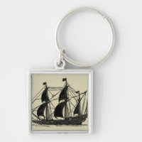 Silhueta de navio com velas ondulantes