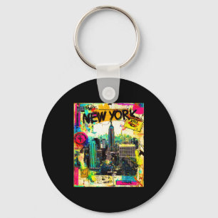 Chaveiro silhueta de nova york punk grunge vintage retrô gr