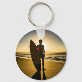 Chaveiro Silhueta de surfe durante o nascer do sol