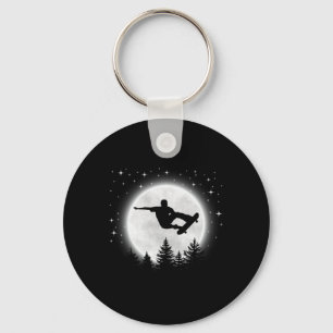 Chaveiro Silhueta engraçada de skatista skate Moon F