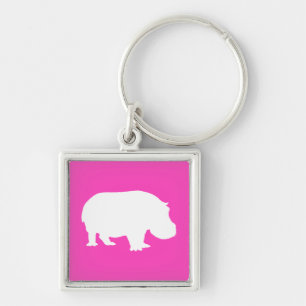 Chaveiro Silhueta Hippo Rosa Bonito