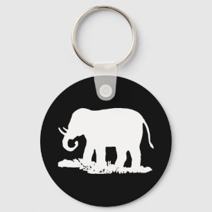 Chaveiro Silhueta preto e branco do elefante
