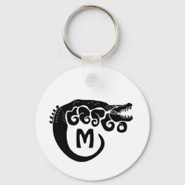 Chaveiro Silhuette de crocodilo de água salgada com tinta p