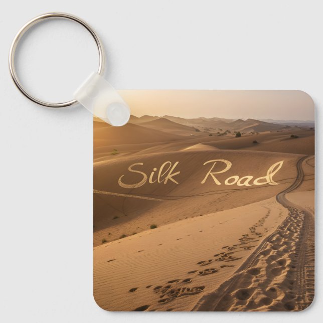Chaveiro Silk Road Desert Landscape Typography Art (Frente)