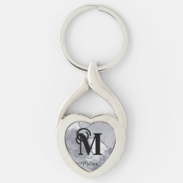 Chaveiro Silver Elegante e Monograma Negro