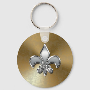 Chaveiro Silver Fleur-De-Lis no Dourado Damasco