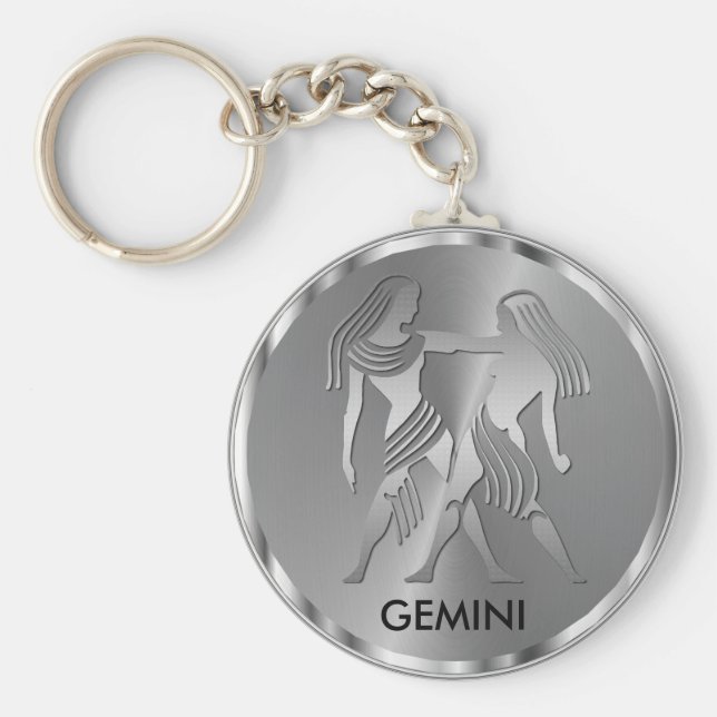 Chaveiro Silver Gemini ♊ Gêmeos - Sinal Zodíaco (Frente)