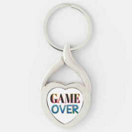 Chaveiro Silver keychain with "Game Over" text in bold