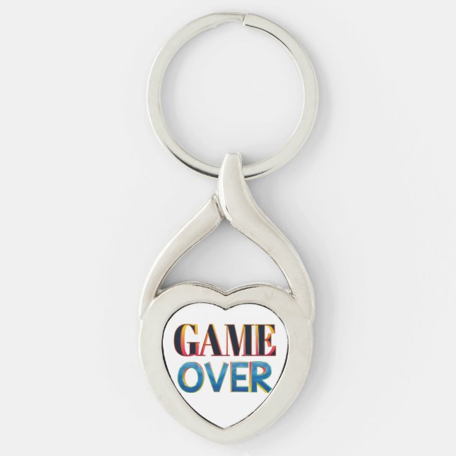 Chaveiro Silver keychain with "Game Over" text in bold (Frente)