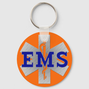 Chaveiro Silver Star of Life with Blue EMS