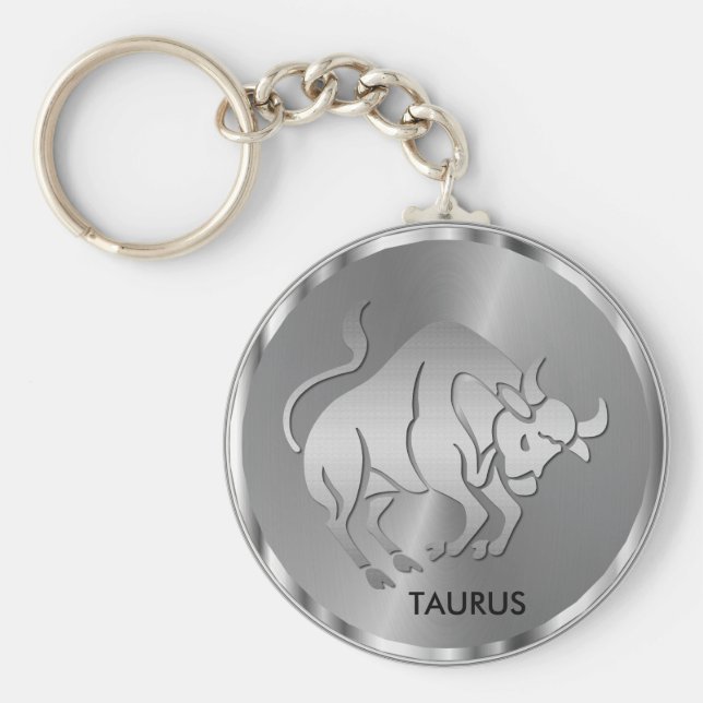 Chaveiro Silver Taurus ♉ Bull - Horoscópio Zodiac (Frente)