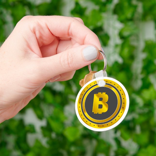 Chaveiro Símbolo Bitcoin de Ouro Moeda Digital (Criador carregado)