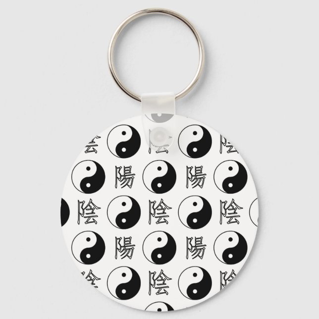 Chaveiro Símbolo branco Yinyang Padrão chinês (Frente)