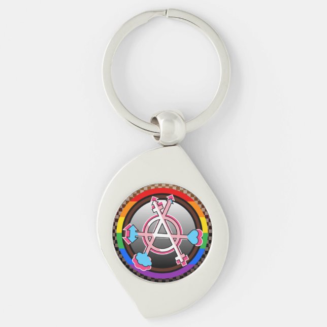 Chaveiro Símbolo da Anarquia de Gênero, Emblema no Tabuleir (Frente)