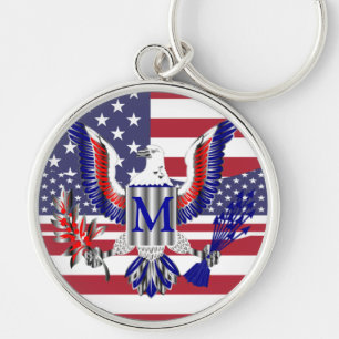 Chaveiro Símbolo de águia americana e bandeira