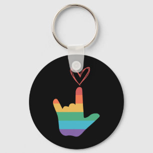 Chaveiro Símbolo de Amor Arco-íris ASL Surdo