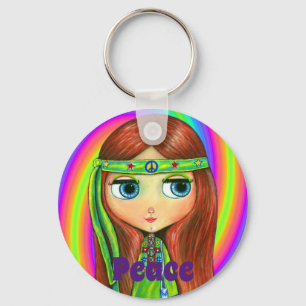 Chaveiro Símbolo de banda larga de paz de Hippie Verde