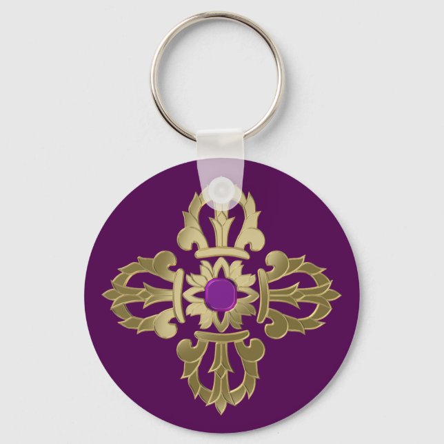 Chaveiro Símbolo de budista ouro Vajra (Frente)