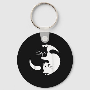Chaveiro Símbolo de Gato Yin Yang, preto-e-branco, bonito