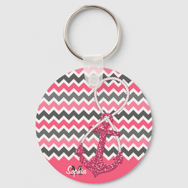 Chaveiro símbolo de infinidade da âncora náutica do faux gl (Frente)