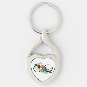 Chaveiro Símbolo de Infinito com Rosa Arco-íris