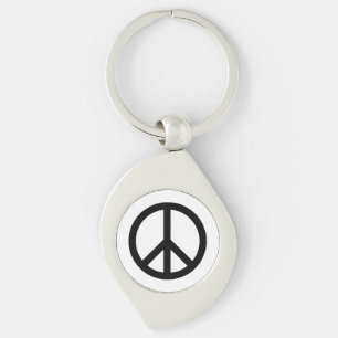 Chaveiro Símbolo de paz Anti-Guerra - branco preto simples