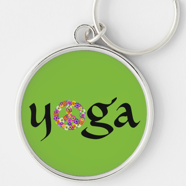 Chaveiro Símbolo de Paz de Yoga Floral no Smoothie Green (Frente)