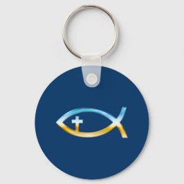 Chaveiro Símbolo de Peixe Cristão com Crucifixo - Céu e Ter