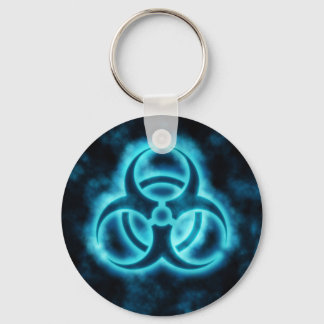 Chaveiro Símbolo de risco biológico brilhante azul-branco C