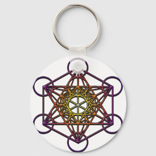 Chaveiro Símbolo do cubo de Metatron (inclinação roxo