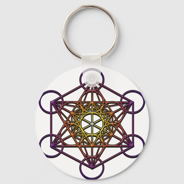 Chaveiro Símbolo do Cubo do Metatron (gradiente roxo amarel (Frente)