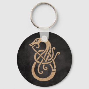 Chaveiro Símbolo do Nó de Serpente Viking Dourado