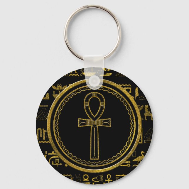 Chaveiro Símbolo Dourado egípcio Ankh Cross (Frente)