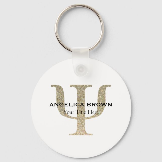 Chaveiro Símbolo Faux Glitter Psi (Frente)