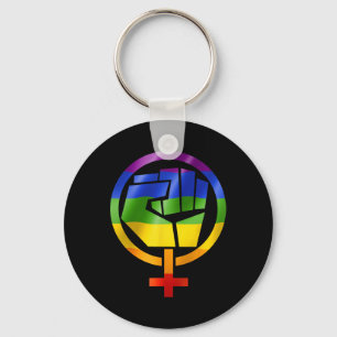 Chaveiro Símbolo Feminista Lgbt Resiste Orgulho Fist Rainbo