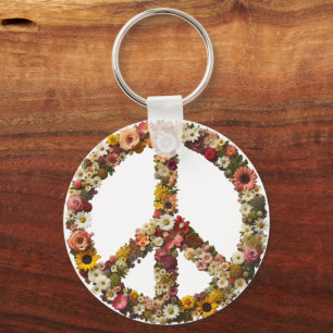 Chaveiro Símbolo Floral de Paz com Flores Vibrantes