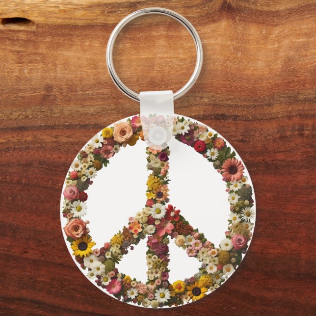 Chaveiro Símbolo Floral de Paz com Flores Vibrantes (Frente)