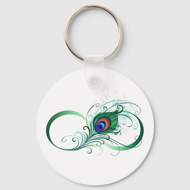 Chaveiro Símbolo Infinito com Pavão (Frente)