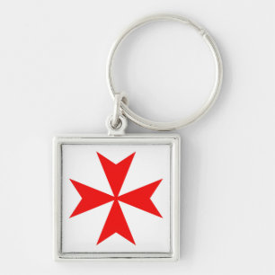 Chaveiro símbolo malta templar tricota vermelho cruz