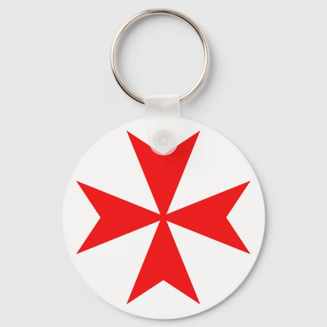 Chaveiro símbolo malta templar tricota vermelho cruz (Frente)