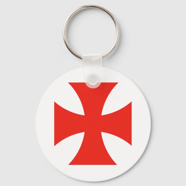 Chaveiro símbolo malta templar tricota vermelho cruz (Frente)