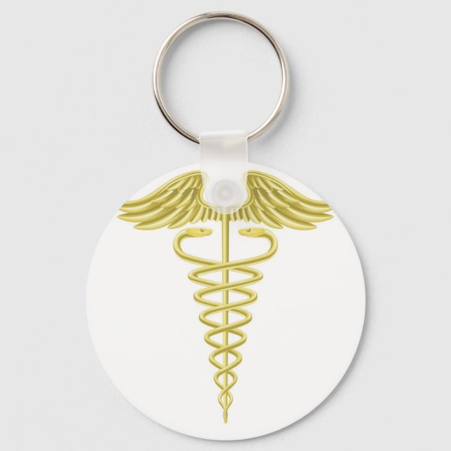 Chaveiro Símbolo médico do ouro Caduceus (Frente)