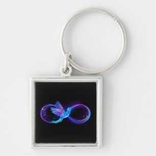 Chaveiro Símbolo Neon Infinity com Hummingbird brilhante