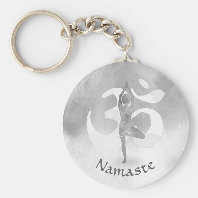 Chaveiro Símbolo Pose Om da Árvore de Meditação de Instruto (Frente)